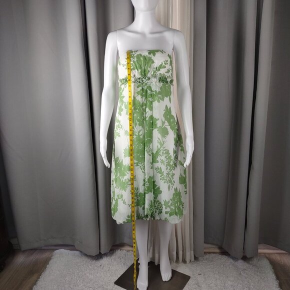 David's Bridal Women's Green Floral Strapless Dress Size 6 - Picture 6 of 12